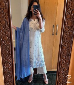 Embroidered Kurta, Palazzo &AMP; Dupatta Set