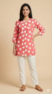 Ladies Pink Kurti Pant Set