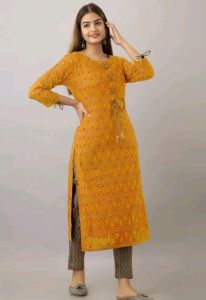 Ladies Yellow Khadi Kurta
