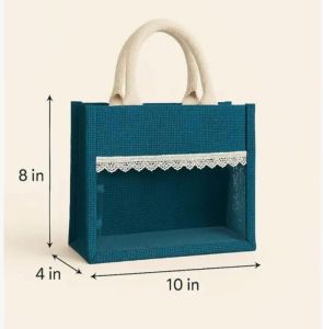 Teal Jute Hamper Bag