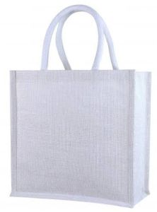 White Laminated Jute Tote Bag
