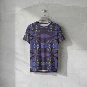 Mens Blue Yellow Kaleidoscopic Cotton T-shirt