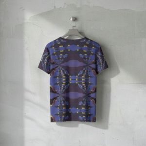 Mens Blue Yellow Kaleidoscopic Cotton T-shirt