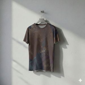 Mens Dark Bronze Weathered Black Texture Cotton T-shirt