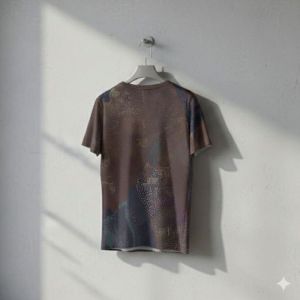 Mens Dark Bronze Weathered Black Texture Cotton T-shirt