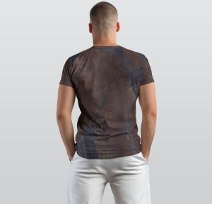 Mens Dark Bronze Weathered Black Texture Cotton T-shirt