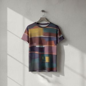Mens Multi-Colour Abstract Brushstroke Cotton T-shirt