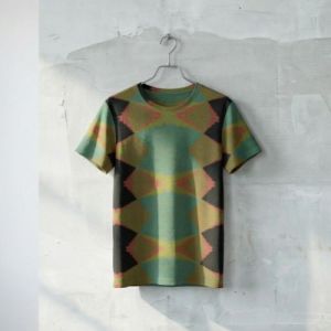 Mens Olive Green Dusty Teal Geometric Diamond Cotton  T Shirt