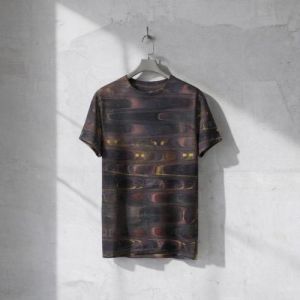 Mens Purple Golden Abstract Wave Cotton T-shirt