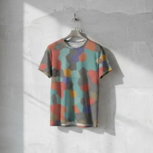 Mens Teal Coral Geometric Tessellation Cotton T Shirt