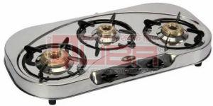 ISI Certified Oval Stainless Steel 3 Burner Manual Gas Stove