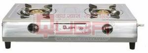 Quba 2 Burner Stainless Steel Manual Gas Stove with Brass Burners