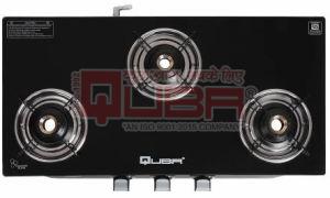 Quba 3 Burner Black Toughened Glass Top Gas Stove