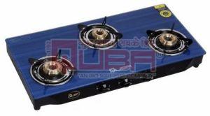Quba 3 Burner Blue Line Glass Top Gas Stove with Brass Burners