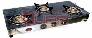 Quba 3 Burner Blue Textured Glass Top Gas Stove
