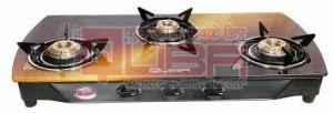 Quba 3 Burner Copper Finish Glass Top Gas Stove