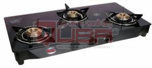 Quba 3 Burner Violet Bubble Printed Glass Top Gas Stove