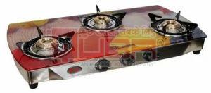 Quba 3 Burner Yellow Jasmine Designer Glass Top Gas Stove