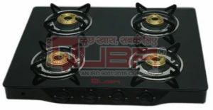 Quba 4 Burner Black Toughened Glass Auto Ignition Gas Stove