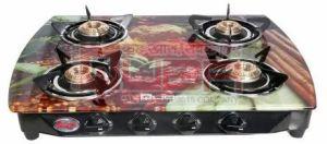 Quba 4 Burner Printed Digital Glass Top Auto Ignition Gas Stove