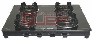 Quba 4 Burner Slim Black Glass Top Gas Stove