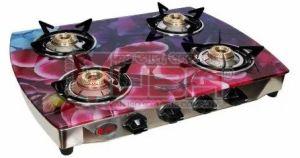 Quba 4 Burner Velvet Finish Designer Glass Top Gas Stove