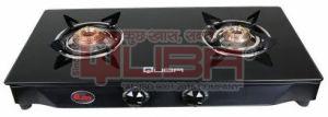Quba B2 2 Burner Black Glass Top Gas Stove