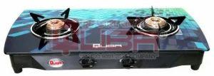Quba B2 Blue Pixel Printed Glass 2 Burner Gas Stove