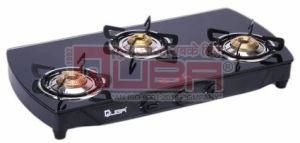 Quba B3 ARC 3 Burner Curved Edge Glass Top Gas Stove