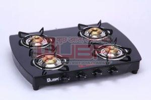 Quba B4 4 Burner Black Glass Top Auto Ignition Gas Stove