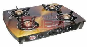 Quba B4 Copper 4 Burner Golden Glass Top Auto Ignition Gas Stove