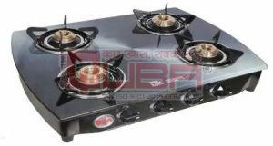 Quba B4 Silver Star 4 Burner Printed Glass Top Gas Stove
