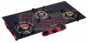 Quba Frameless 3 Burner Black Glass Top Gas Stove