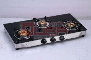 Quba G302 3 Burner Black Glass Top Gas Stove