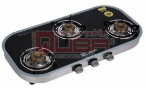 Quba ISI Certified Oval Glass Top 3 Burner Manual Gas Stove