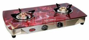 Quba S2 2 Burner Red Toughened Glass Top Manual Gas Stove