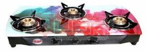 Quba S3 Cloud 3 Burner Designer Printed Glass Top Gas Stove