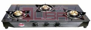 Quba S3 Tulip 3 Burner Black Glass Top Gas Stove
