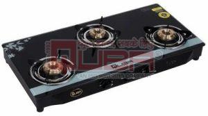 Quba Silver Star 3 Burner Printed Glass Top Gas Stove