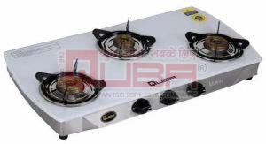 Quba Ultra 3 Burner White Glass Top Automatic Gas Stove