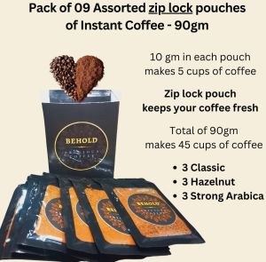 Pack of 09 Assorted Zip Lock Pouch Instant Coffee