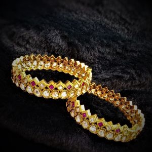 Antique Style Textured Golden Bangles