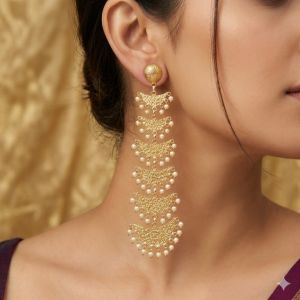 Cascading Pearl Layered Dangler Earrings