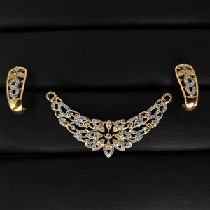 Cz Floral Gold Plated Mangalsutra Pendant Set