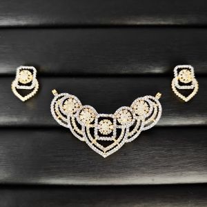 Cz Heart Layered Gold Plated Mangalsutra Set