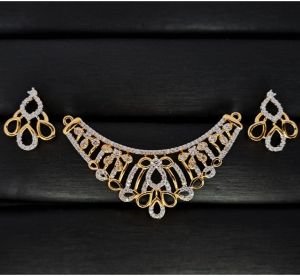 Dual Tone Leaf Drop Cz Mangalsutra Set