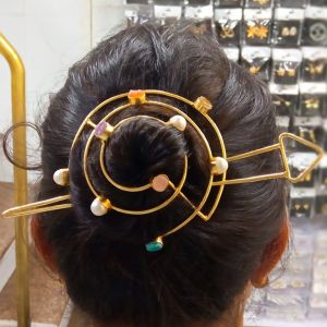 Gold Plated Spiral Hair Bun Stick Pin