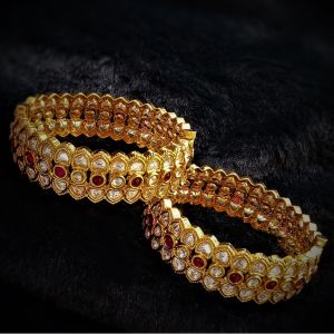 Heavy Cz Studded Gold Plated Bangles
