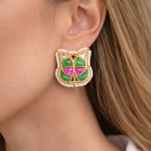 Meenakari Petal Stud Statement Earrings