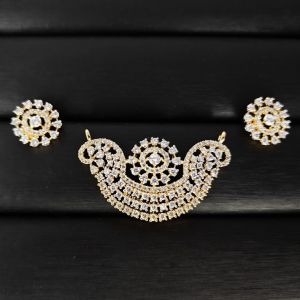 Round Cz Pattern Gold Plated Mangalsutra Set